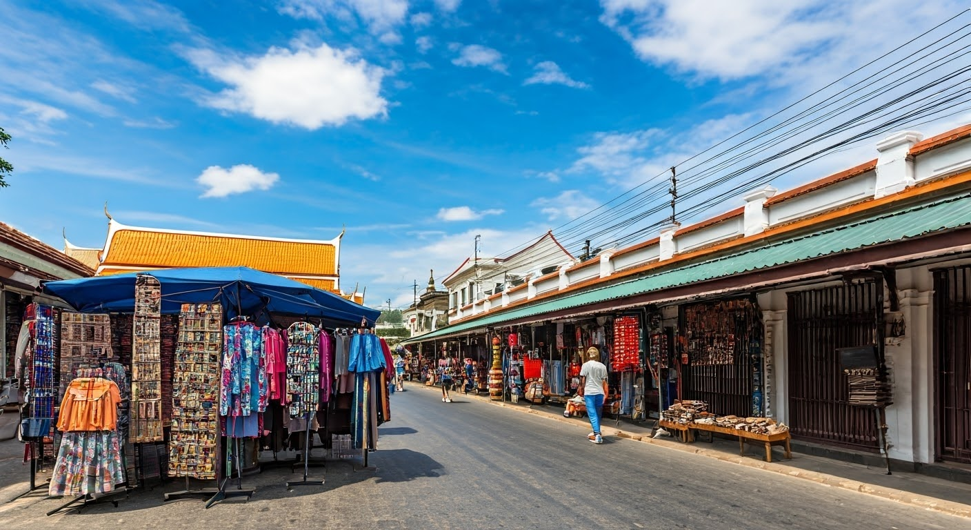 Daytime market on Khao San Road.